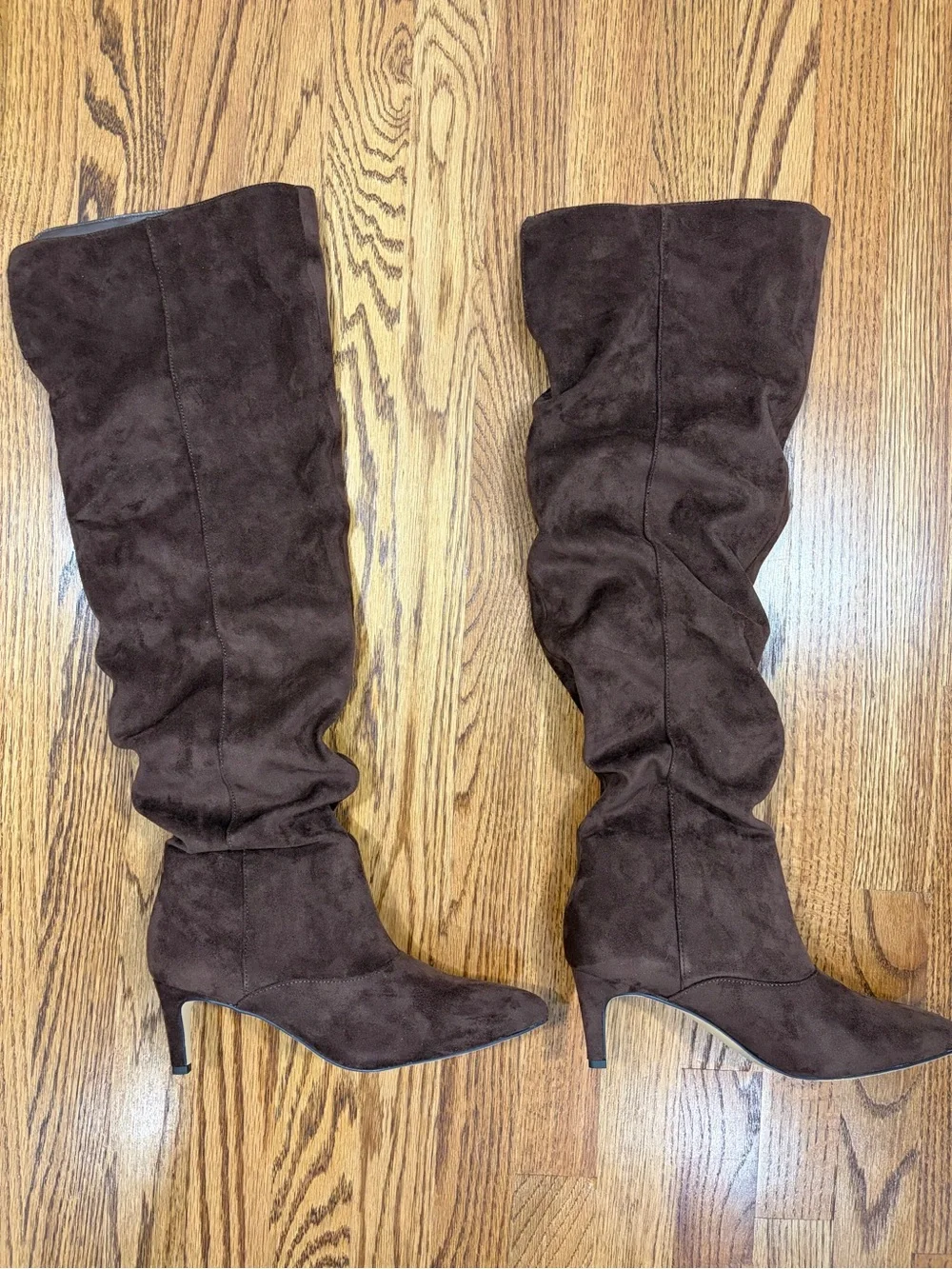 Sepia Faux Suede Low Stiletto Heel Slouchy Boots (8)